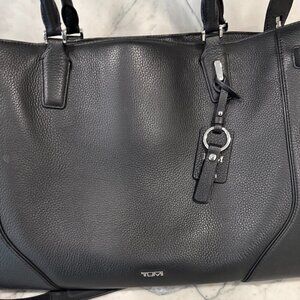 TUMI Black Pebbled Leather Tote